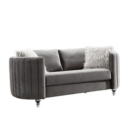 Custom design grey velvet restaurant booth 2 seater sofa chair for cafe