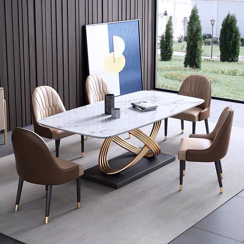 Fashionable Square Nordic Style Luxury Home Furniture Marble Top Dining Table Set For Hotel