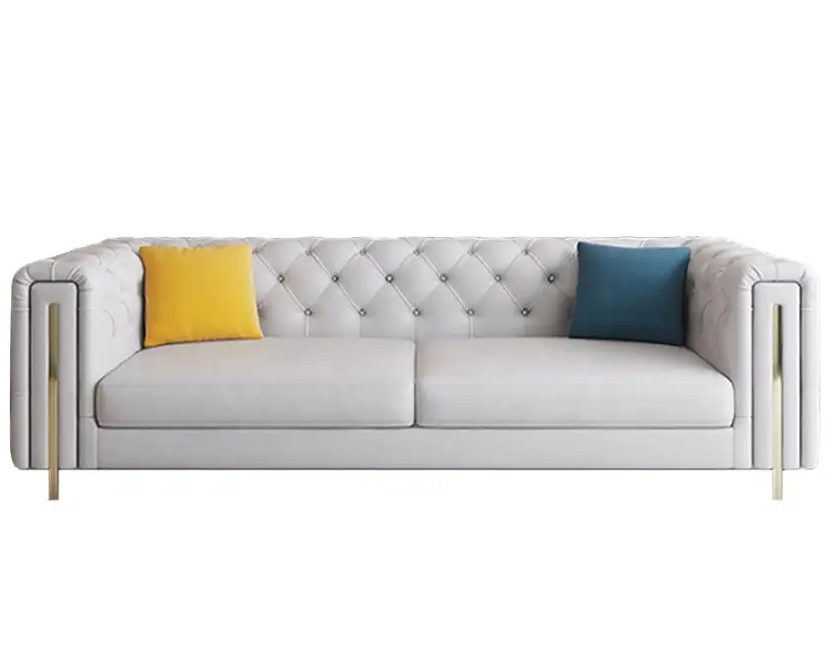 Sutton Leather Sofa Luxury Light Grey Interior Lounge Suite Sofa Set