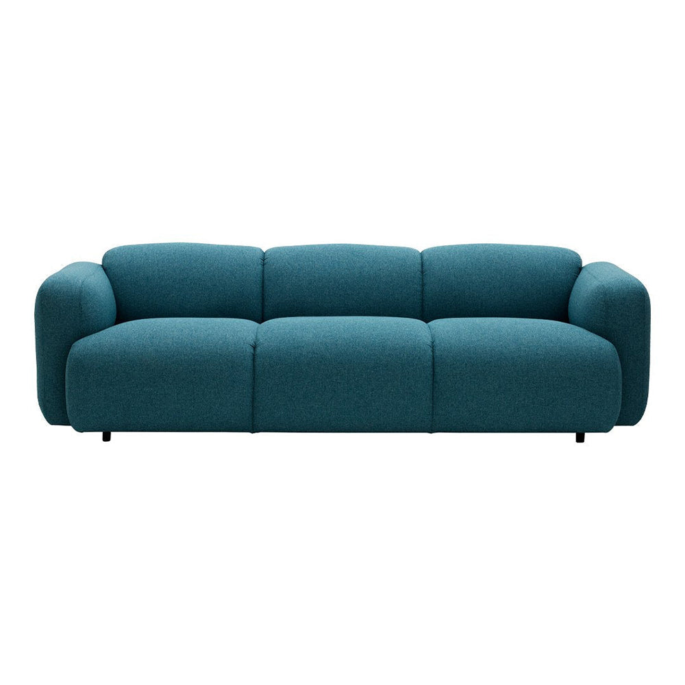 Corrie Round Arm Sofa Linen Stable 3-Seater Sofa