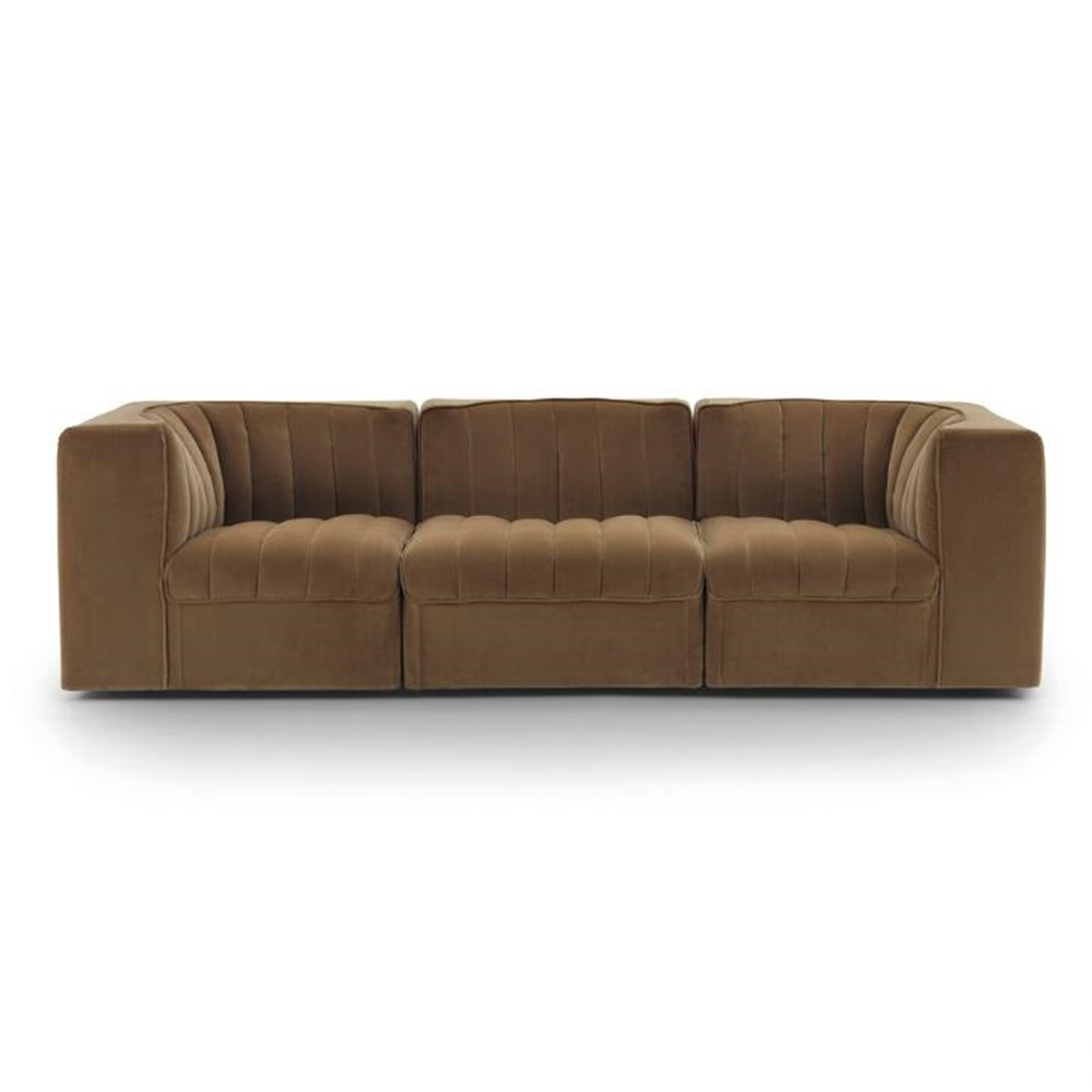 New Modern 3 Seats Sofa High Rebound Sponge Nordic Modern Fabric Brown Corner Sofa Set