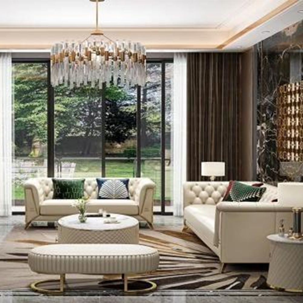 Custom Modern Genuine Home Furniture Curved Round White Leather Sectional Recliner Sofa Set
