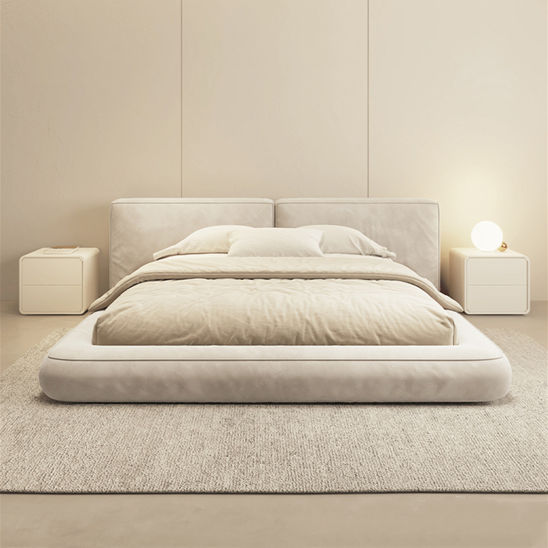 Cullen White Contemporary Minimalist Wide Head Board Bed Frame Queen or King Size