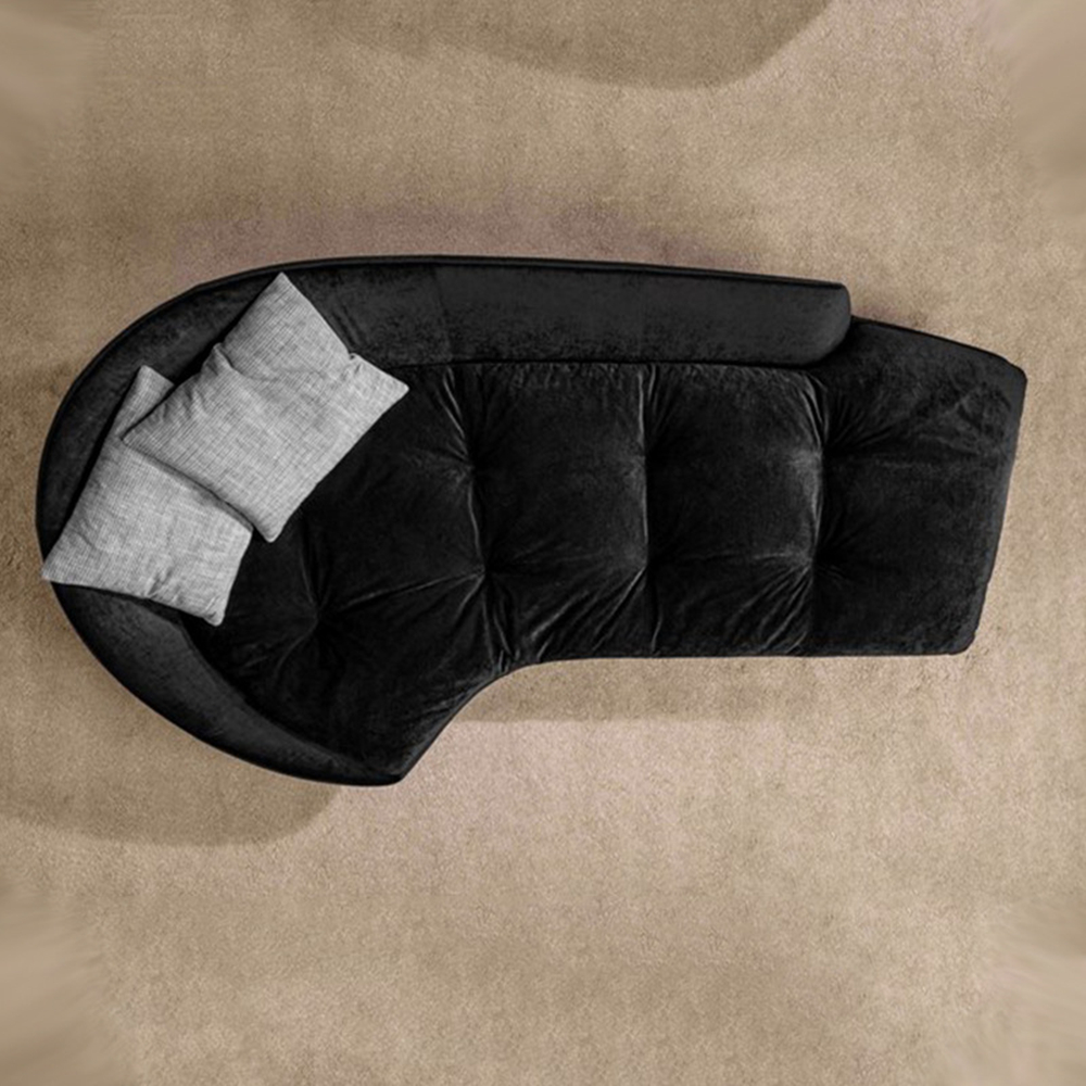 Louella Black Velvet Luxury Sofa 3-Seater Upholstery Daybed