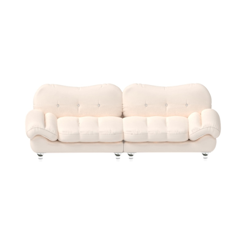 Aguirre White Boucle Curved Sofa 2-Pieces 3-Seater Upholstery Sofa with Acrylic Feet