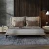 Elegant Microfiber leather double bed Comfortable bed set furniture bedroom