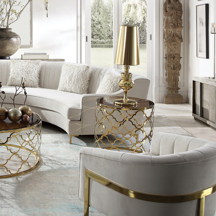 custom modern simple style fabric contemporary furniture half moon sofa