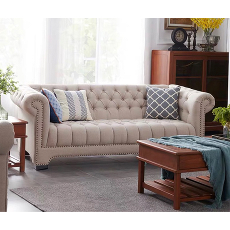 European style royal big funiture linen fabric couch living room modular sectional 3 seater sofa