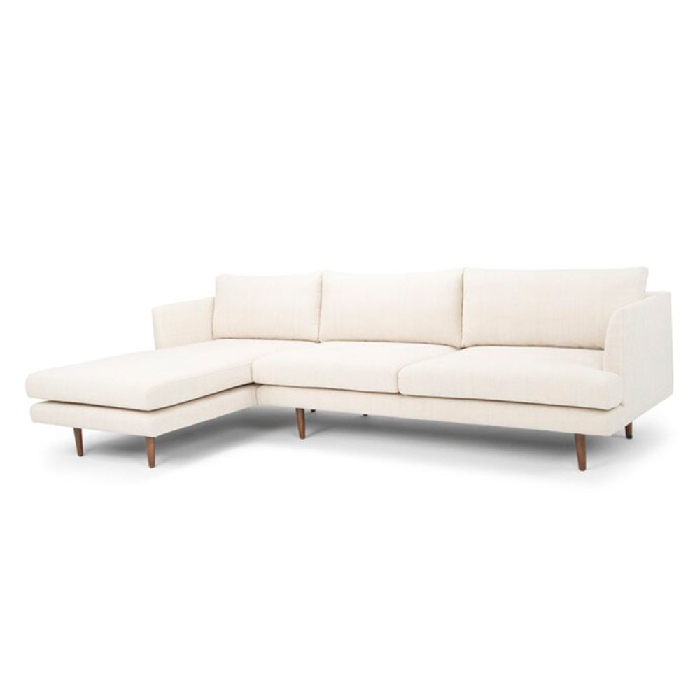 Laurie White Linen Sectional Sofa L-shaped Sofa Set