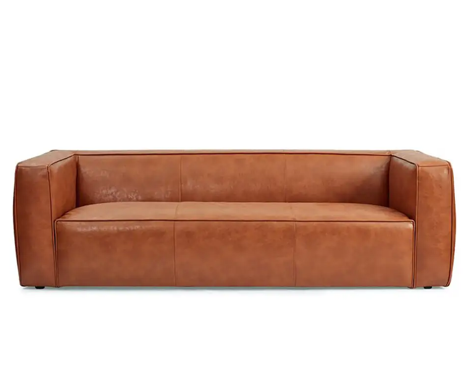 Jonason Genuine Leather Sofa 3-Seater Luxury Tan Leather Sofa