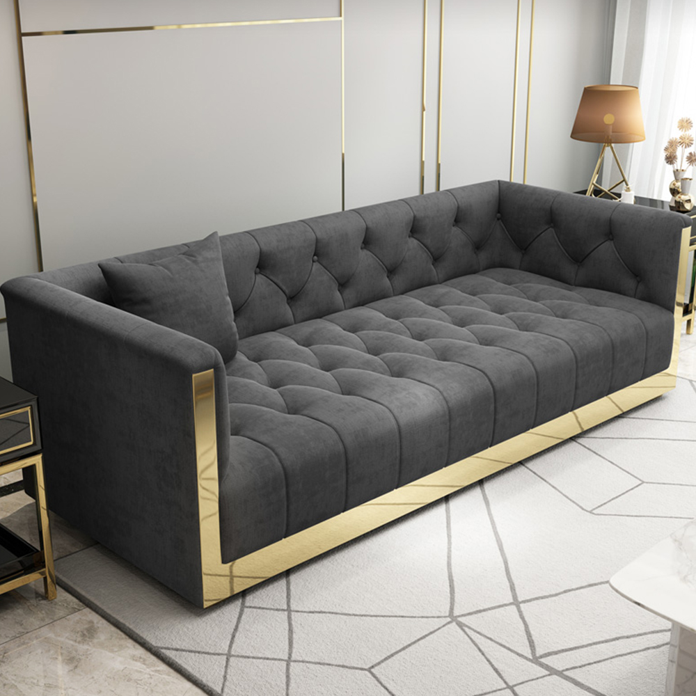 Wholesale Price Lanlinco Living Room Fabric Couches Modern Luxury Velvet Chesterfield Living Room Sofa