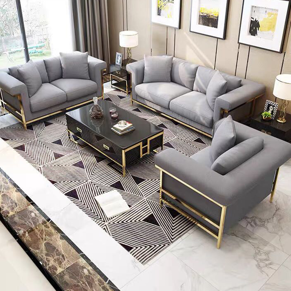 Stainless Steel Modern Corner Combination Left Or Right Armrest Living Room Sofa Set Furniture