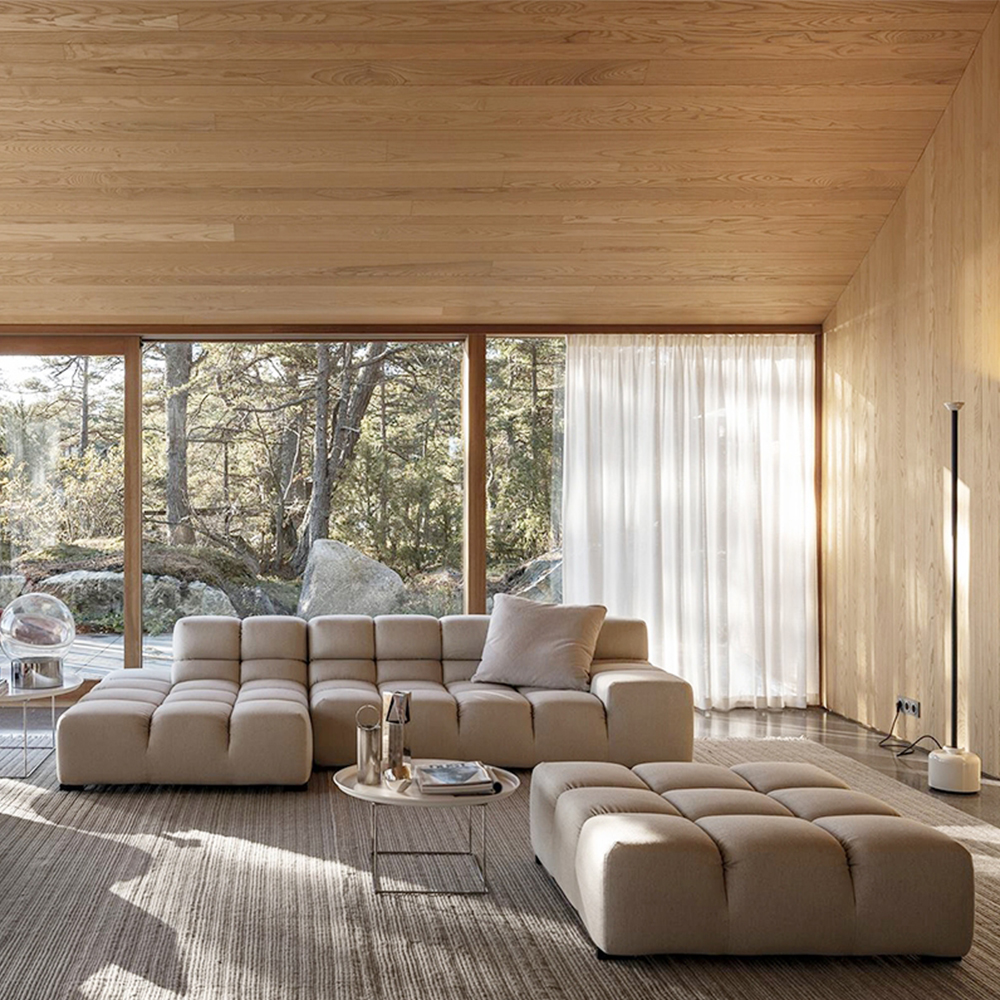 Italian Simple Design Nordic Colorful Block Sofa Modular Importanted Flannelette Fabric High-grade Sofa Set