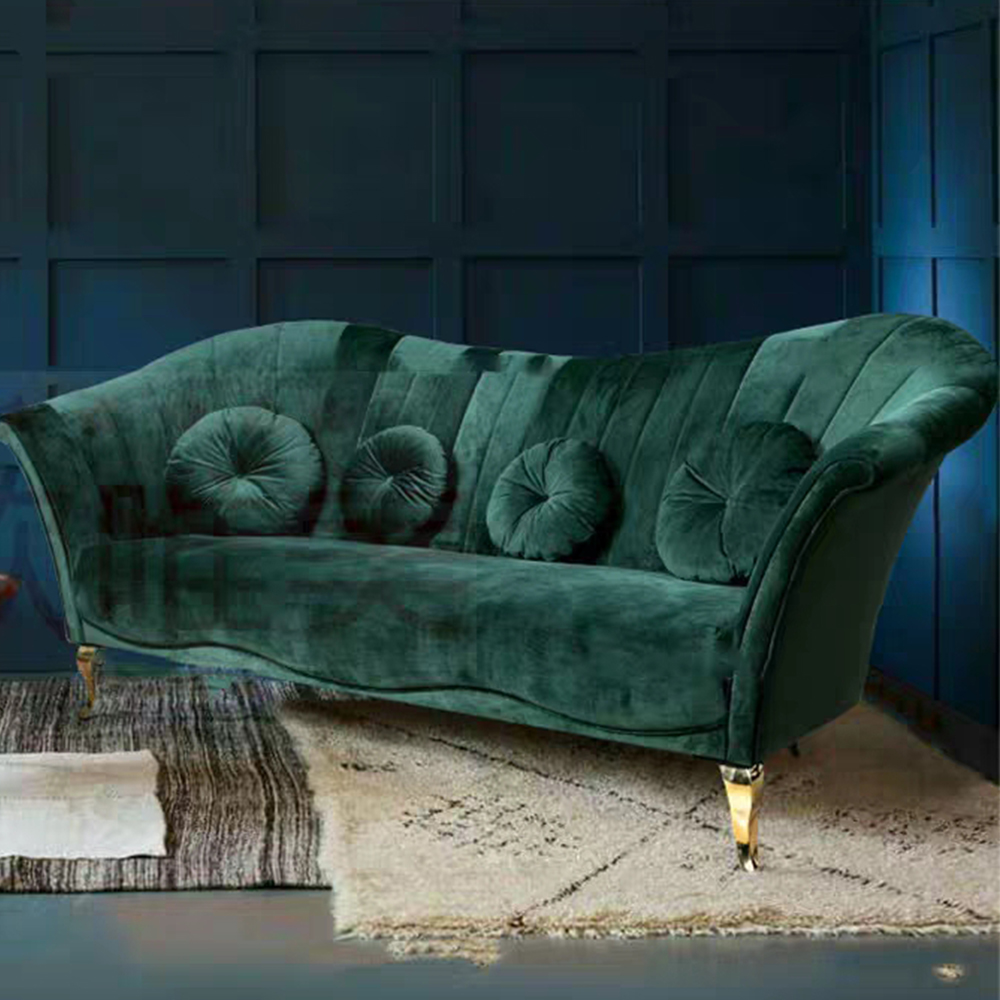 New Design Custom Luxury Modern Vintage 3/4/5 Seat Stretch Cover Velvet Tufted Fabric Sofa with Metal Legs