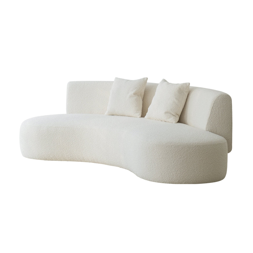Alva White Boucle Shaped Sofa Curved Upholstery Sofa
