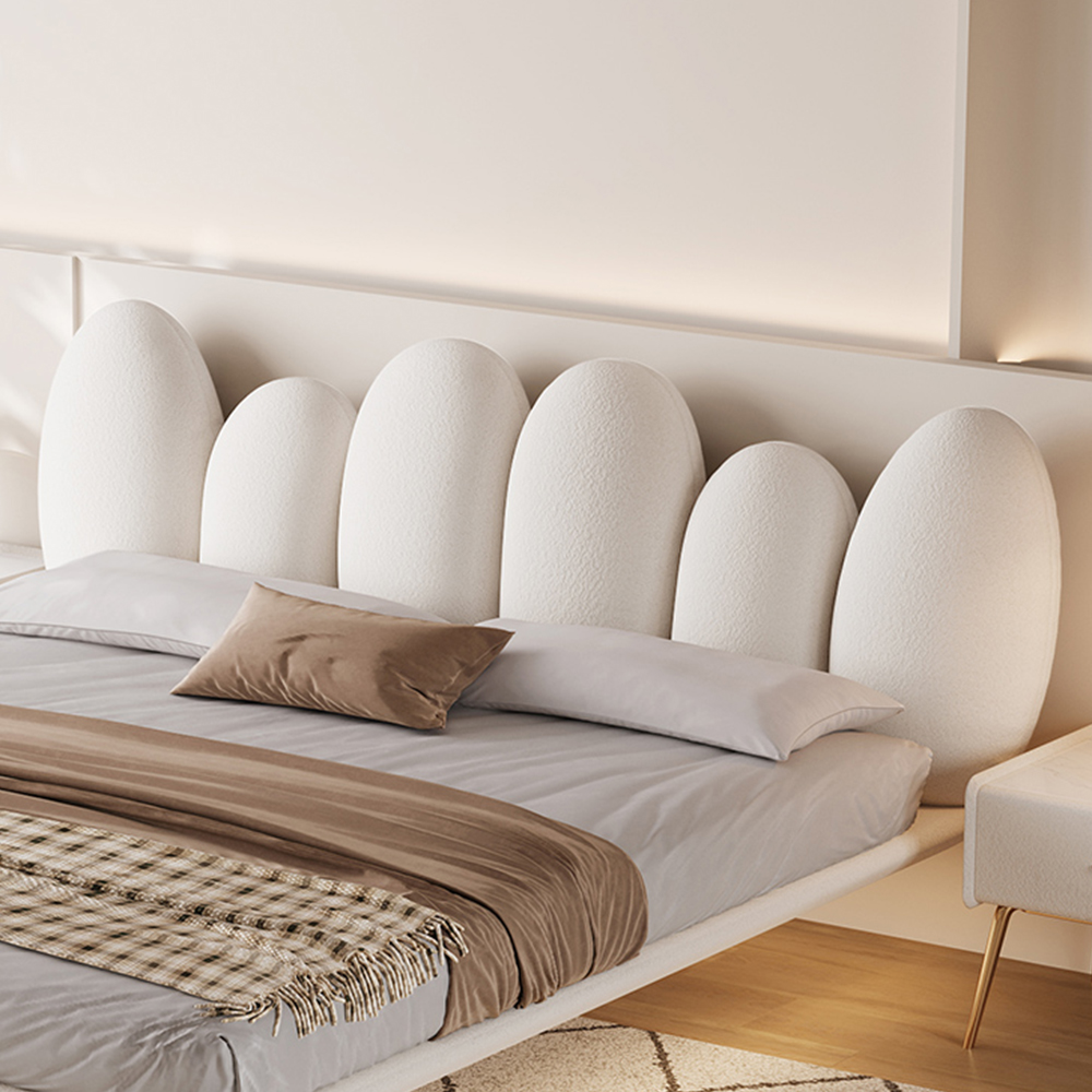 Kate Boucle Special Design Headboard Floating Bed Frame King Size