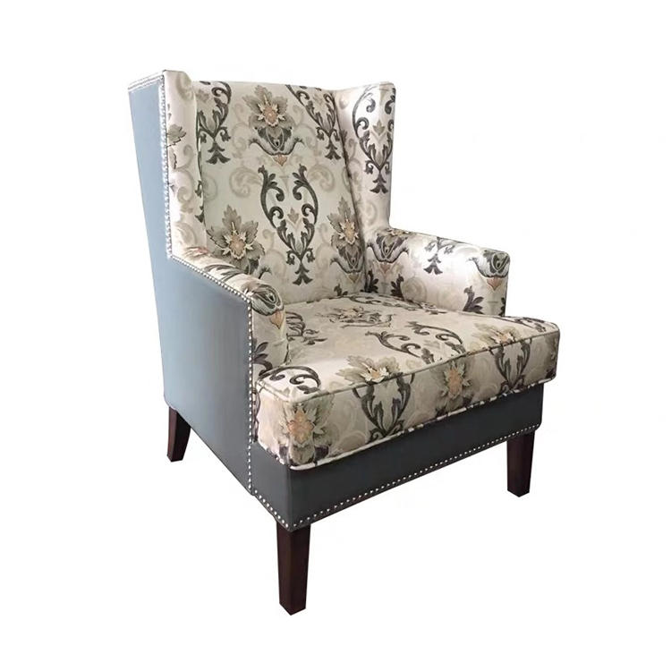 Flax fabric tufted button armchair lounge single sofa wood frame upholstered accent chair
