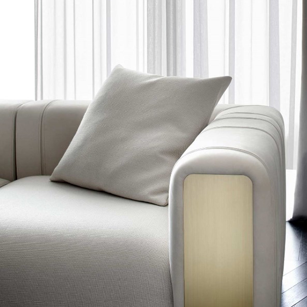 Italian Design Light Luxury 3 Seater Sofa Living Room Simple Modern Flannelette Sofa with Pillow