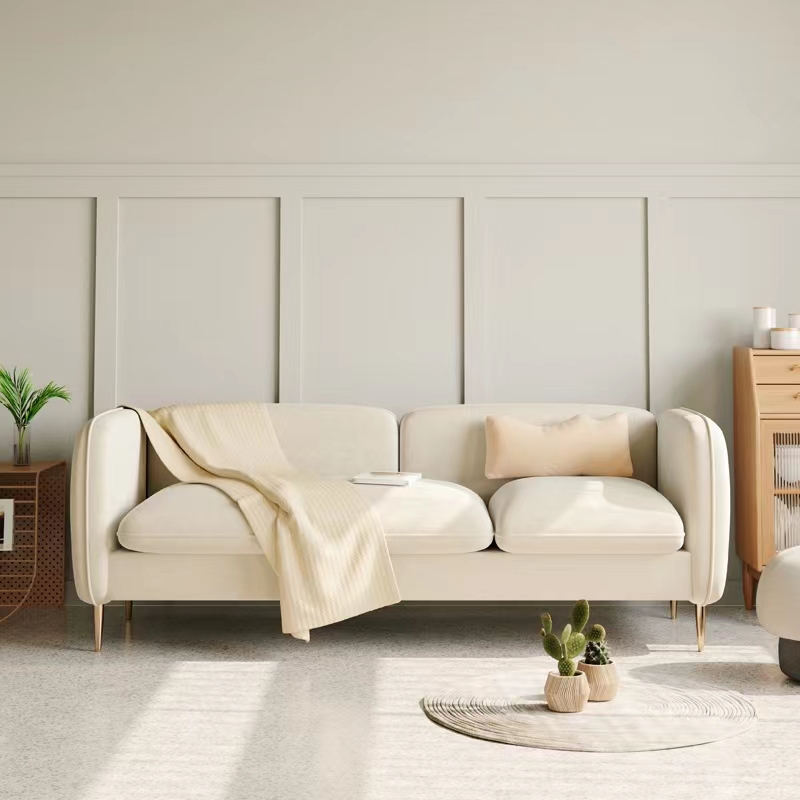 Ivy White Flannelette Fabric 1/2/3 Seater Sofa Set