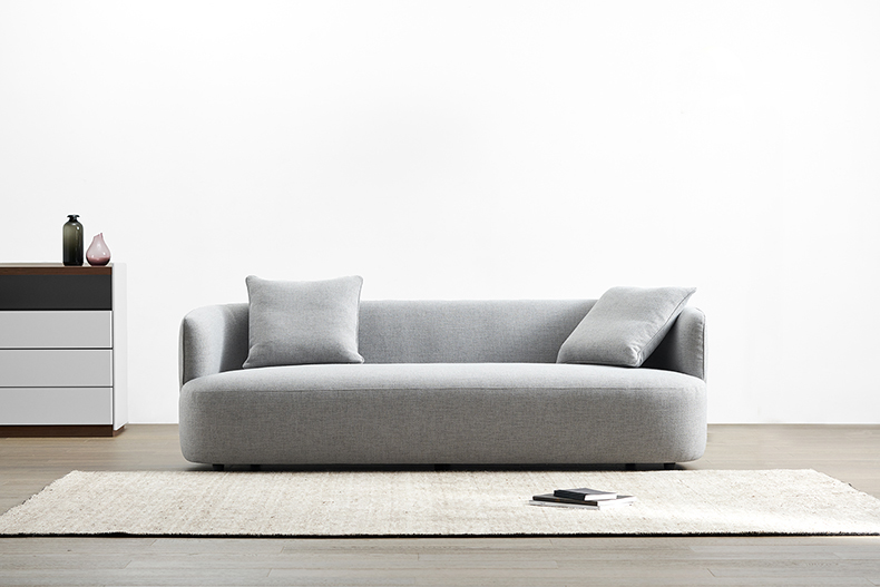 Akira Brown/Gray Velvet 3-Seater Sofa Round Arm Couch