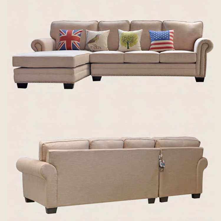 custom color wooden linen fabric l shaped couch furniture corner 7 seats sofa for living room