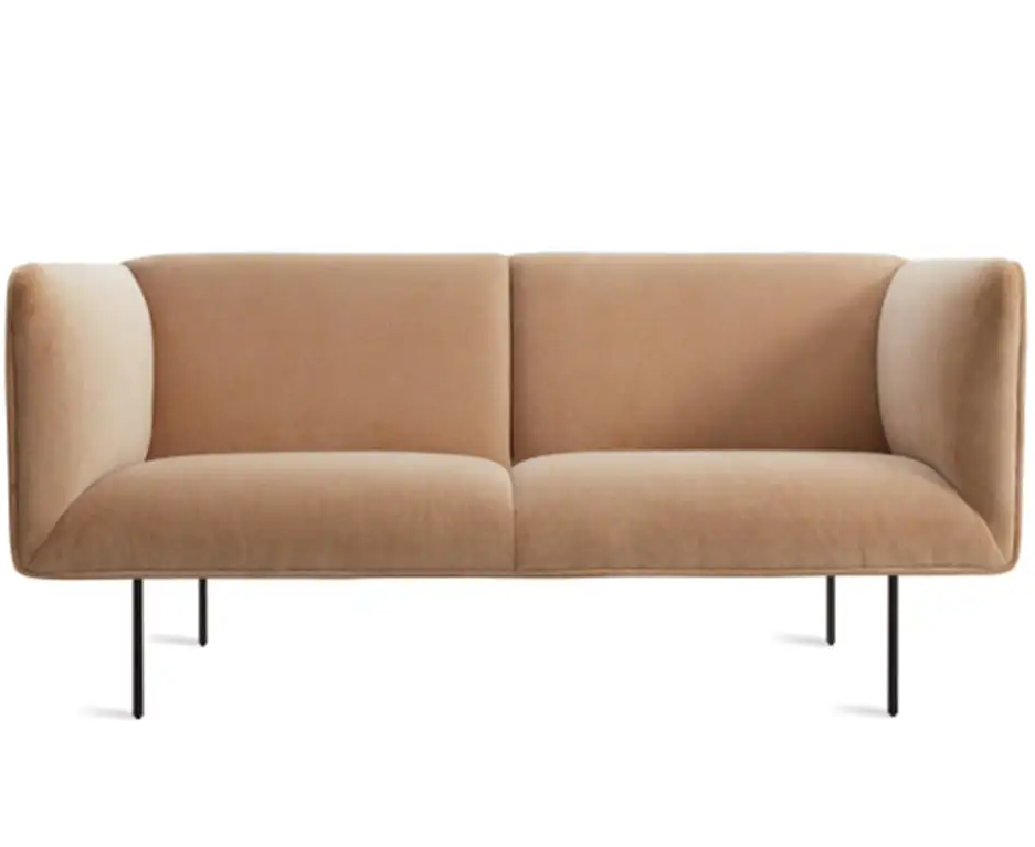 Cabot Velvet/Fabric High-backed Arm Sofa 2-Seater Yellow Loveseat