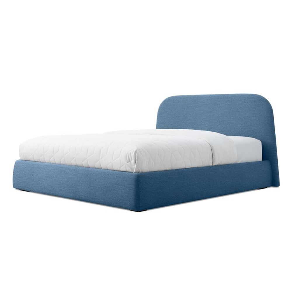 Lid Full Linen Bed Frame in Blue/Beige/Grey