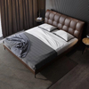 luxsery Elegant royal adult Brown Microfiber leather home bedroom double bed