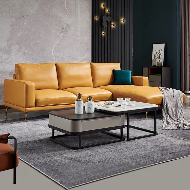 New fashion italian modern luxury couches living room furniture 7 seater l shape leather sofa set three