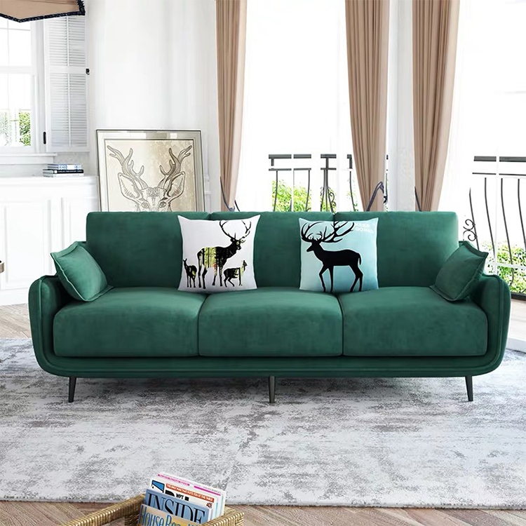 The most popular design post luxury modern home furniture minimalist suede fabric villa 3 seater sofa