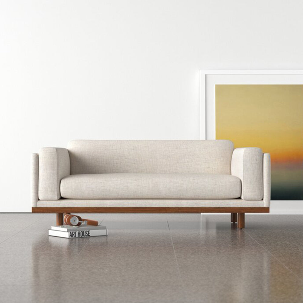 Ivory Linen White 3-Seater Modern Sofa