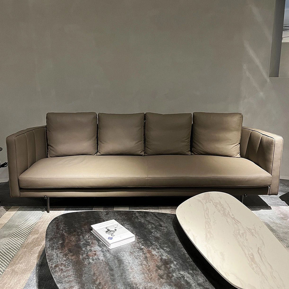 Kenneth Grey Linen Fabric Sofa 3 Seater / Chaise sofa High-back Couch