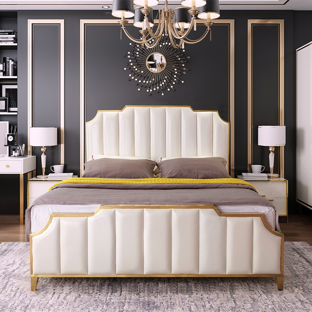 Customized Size Furniture Luxury Home Modern Living Room King Size Microfiber Leather Beds