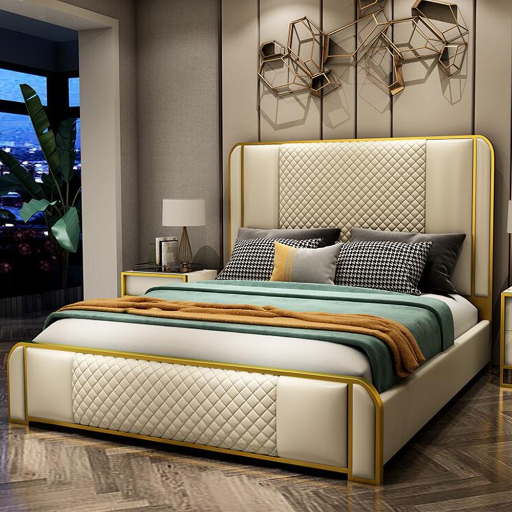  Modern Hotel Bedroom Sleeping Furniture Luxury Bed Hot Design Leather Latest White Bed Designs