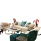 Leisure modern designer living room white genuine leather couches 6 seater recliner sofas set