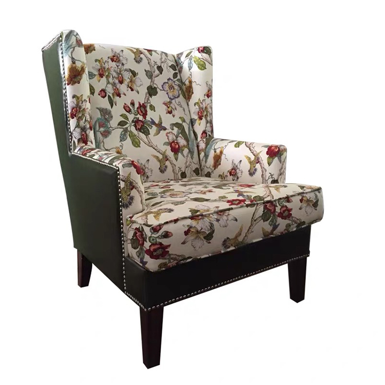 Flax fabric tufted button armchair lounge single sofa wood frame upholstered accent chair