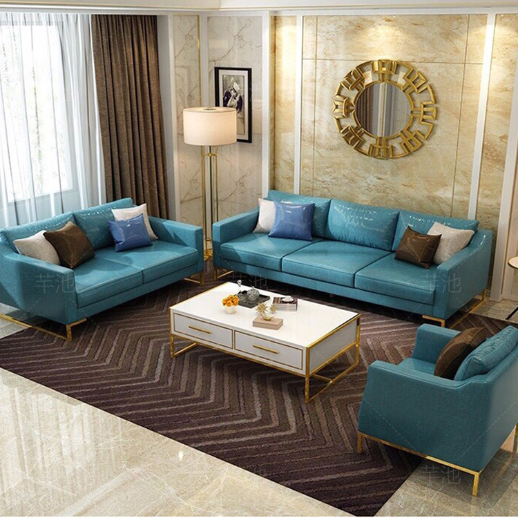 custom modern cheap luxury blue couch sofa furniture 7 3 seater set for living room