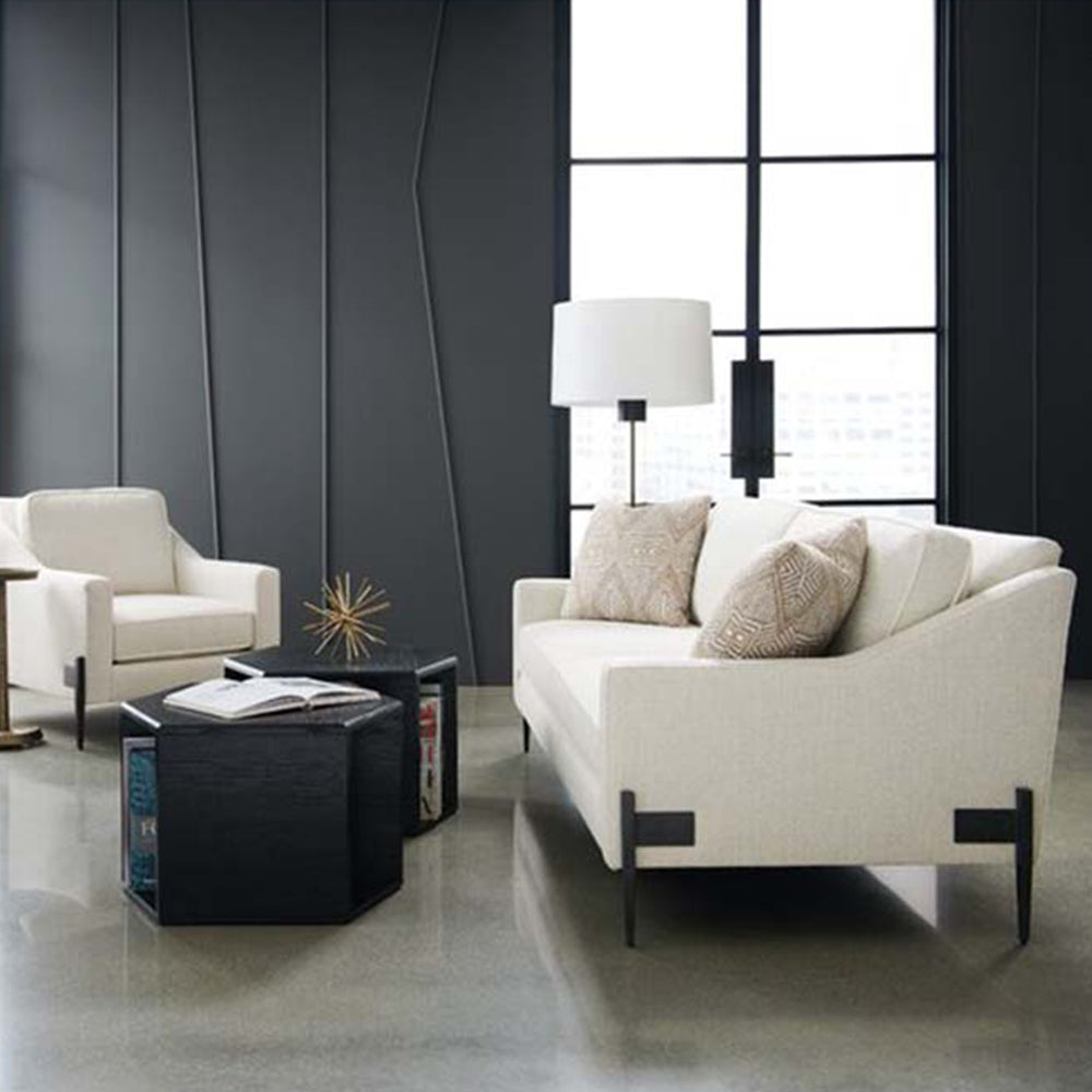 Carol Modern Linen Remix Sofa White 3-Seater Sofa