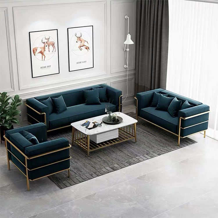 The most popular green velvet large house living room apartment sectional chesterfield single sofa set