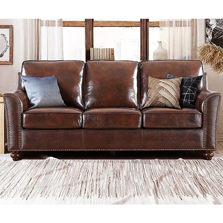 Wholesale french style neoclassic one piece brown suite living room elegant leather sofa set with legs
