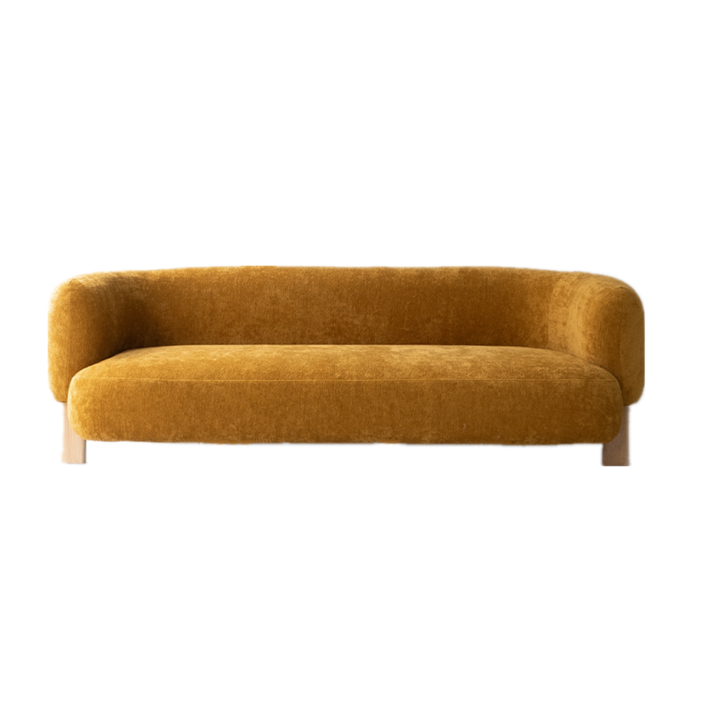 Erika Yellow/Grey Fabric Arm Sofa Round Shaped Interior Couch