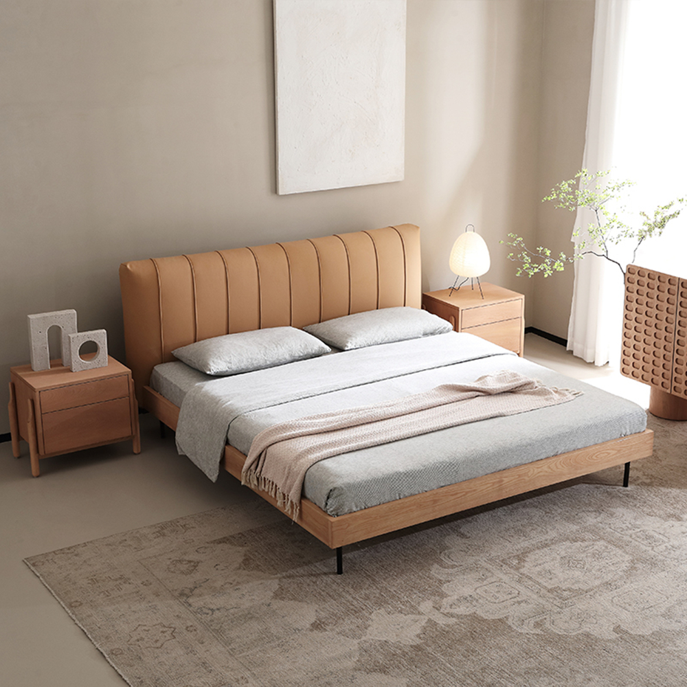 Barrera Gray Minimalist Microfiber Leather Bed Frame King Size