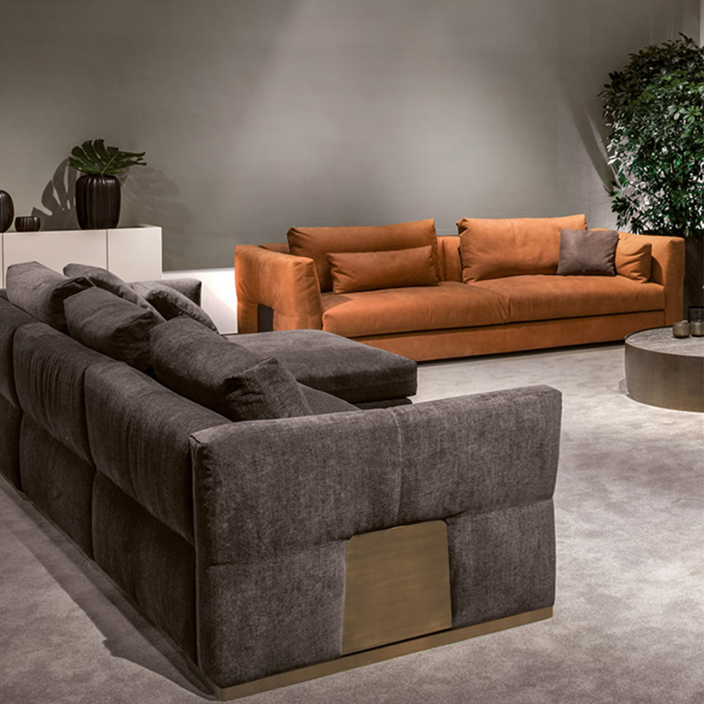 Cyril Genuine Full Leather Luxury Sofa Brown Interior Arm Sofa
