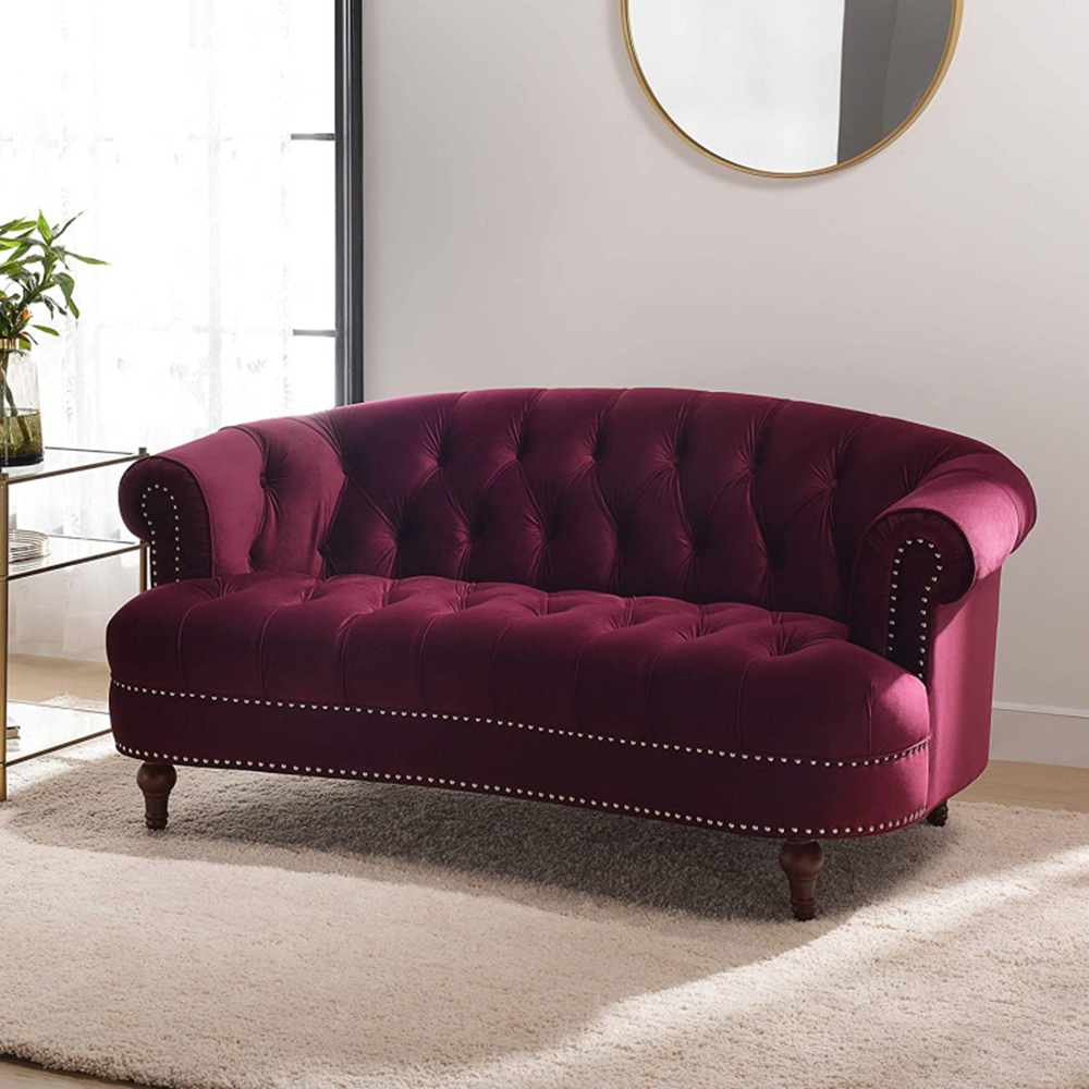 Eliana Velvet Vintage American Style Sofa 2-Seater Rivets Decoration Chair Loveseats