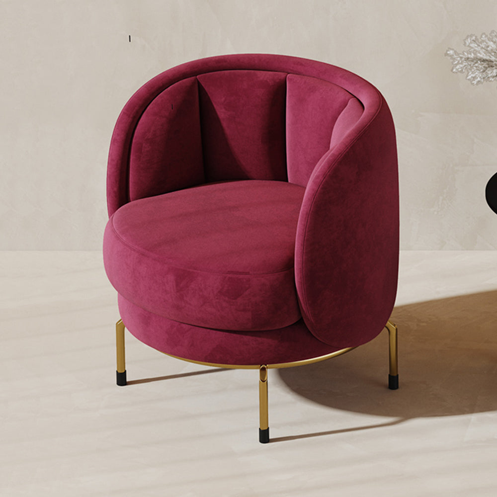 Esther Rose Red Velvet Arm Chair Cozy Barrel Chair