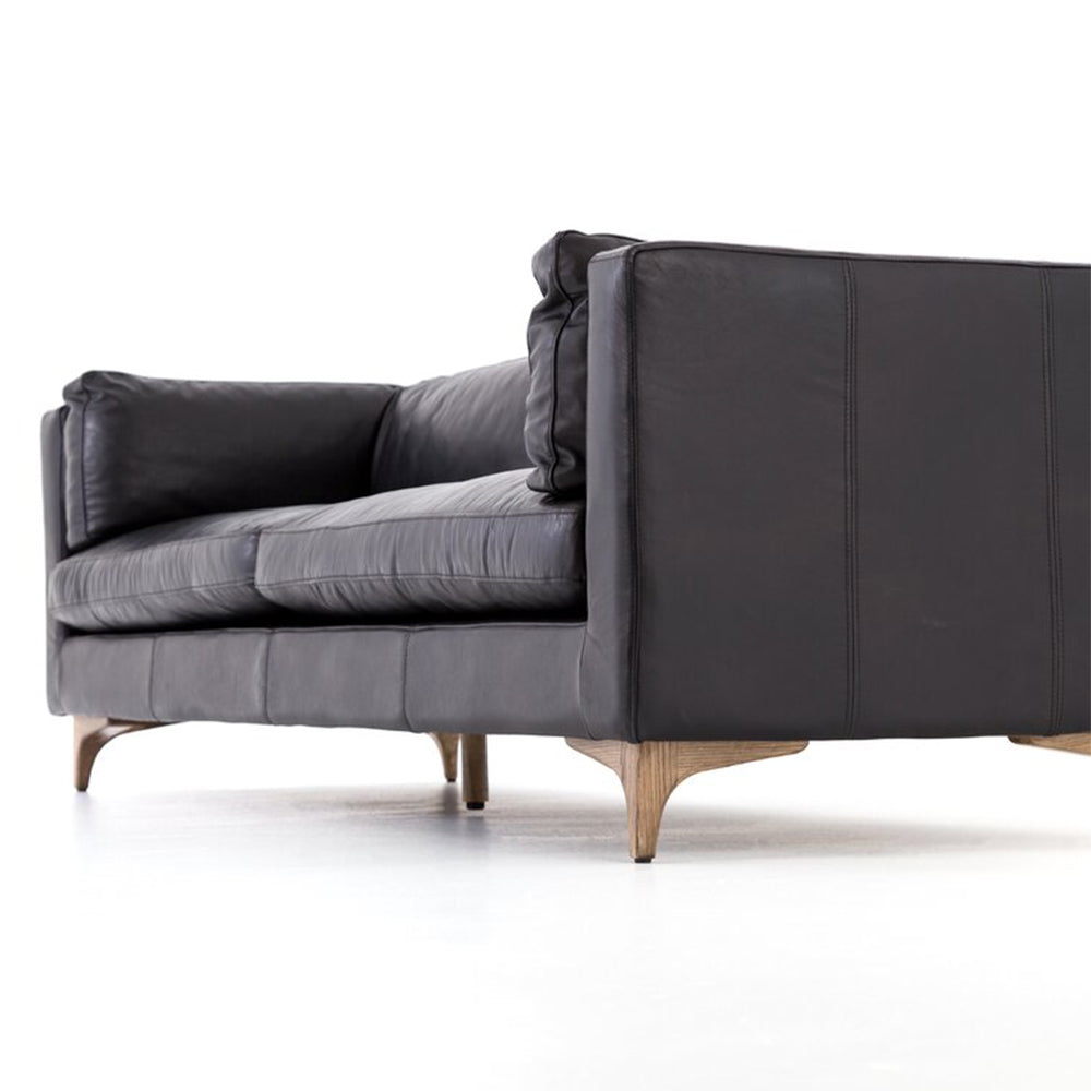 Baron Genuine Leather Black 3-Seater Sofa