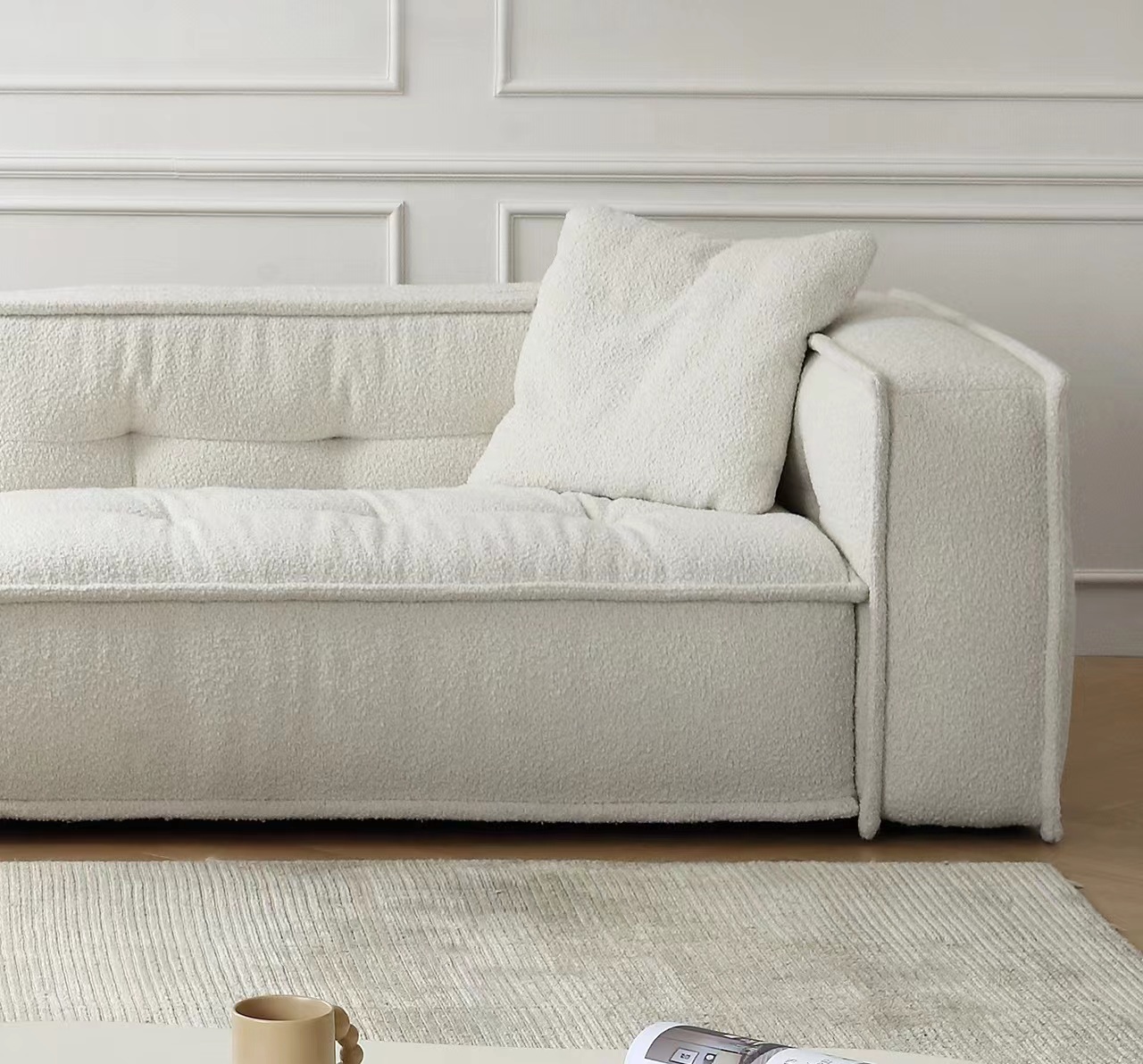 Sonia White Boucle Cube Sofa 2-Pieces Arm Sofa