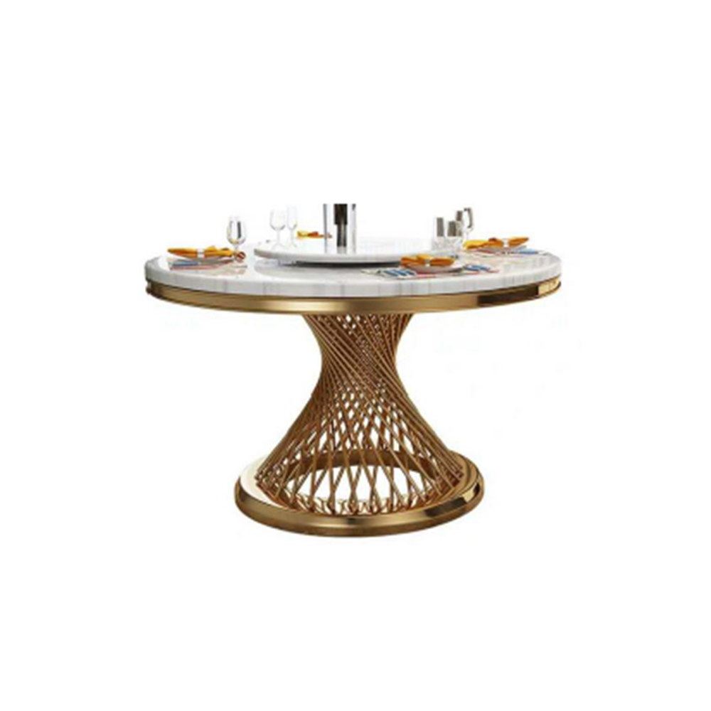 High quality luxury cheap marble top coffee table Unique base with golden stainless steel legs
