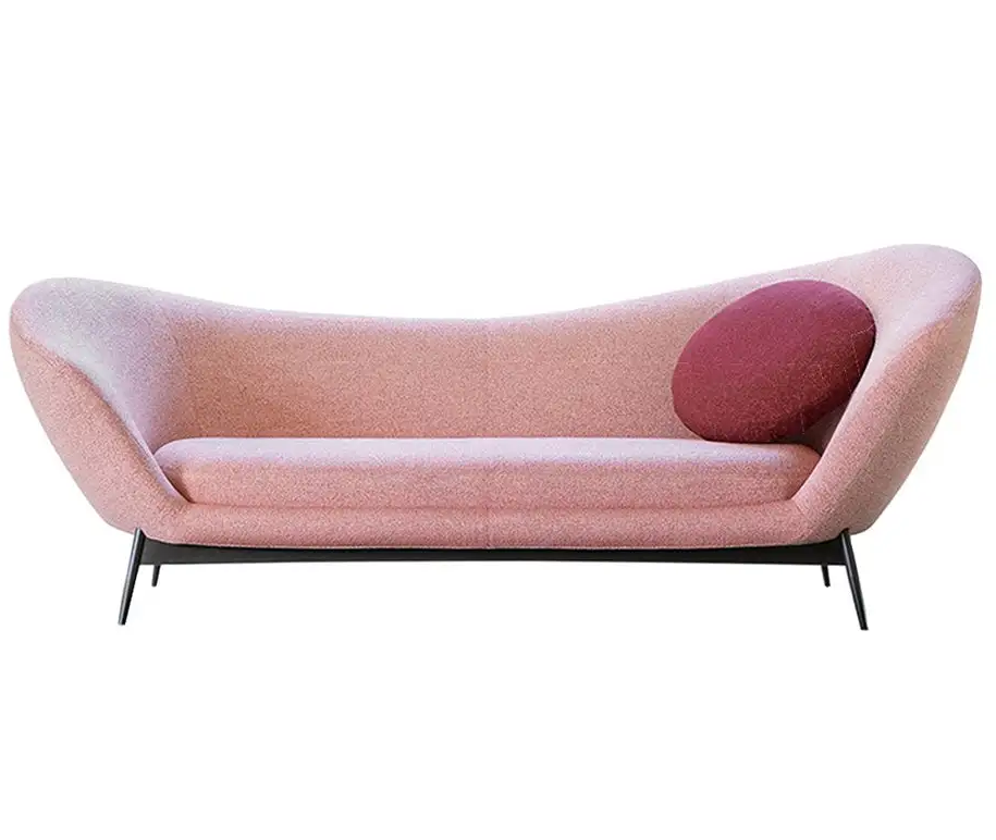 Clementina Shaped Arm Sofa Pink/Grey 3-Seater Fabric Sofa