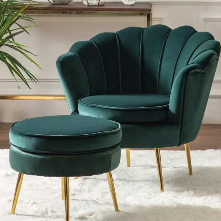 Custom modern hotel round lobby office living room green pink single sitting highback velvet armchair sofa chair